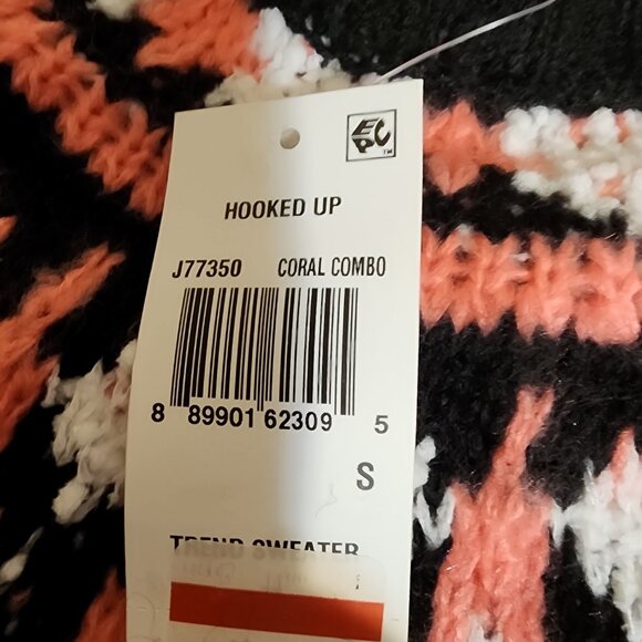 Hooked Up by IOT Juniors' Fair Isle Crewneck Sweater NWT Black & Pink Small - Picture 6 of 9